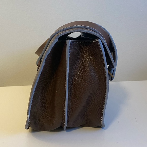 Lambertson Truex leather handbag. Brown with blue trim. - Picture 6 of 14